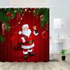 Красные рождественские шторки для душа для ванной, праздничные милые Санта-Клаусы с сосновыми ветками, тканевый набор занавесок для ванной с крючками