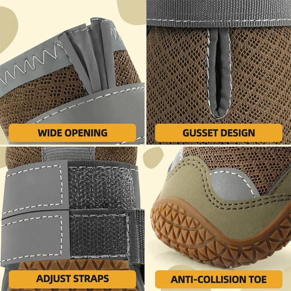 4pcs/set Wear Resistant Dog Paw Protector Breathable Dog Walking Boots for Outdoor Hiking