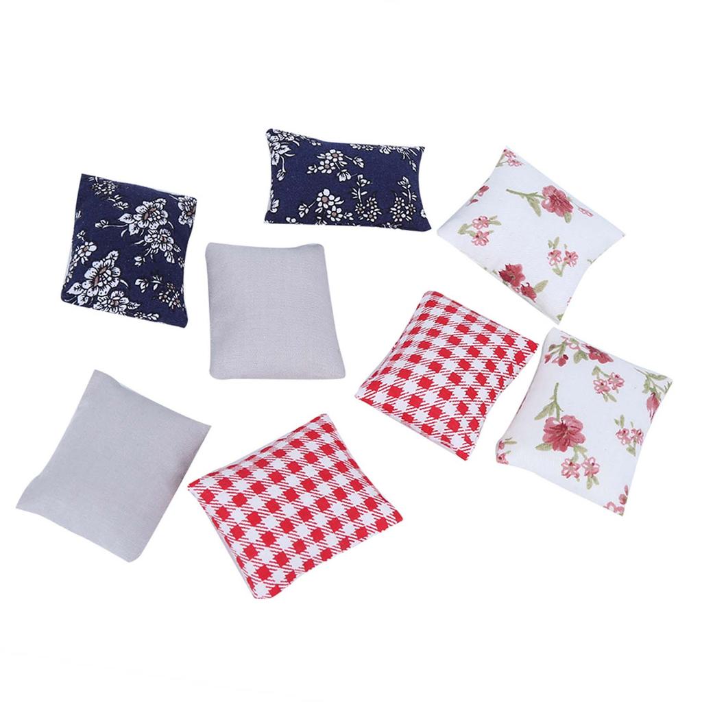 8шт 1:12 Подушки для кукольного домика, миниатюрные, имитация подушек, мебель, модель, игрушка, аксессуар, подушка для дивана