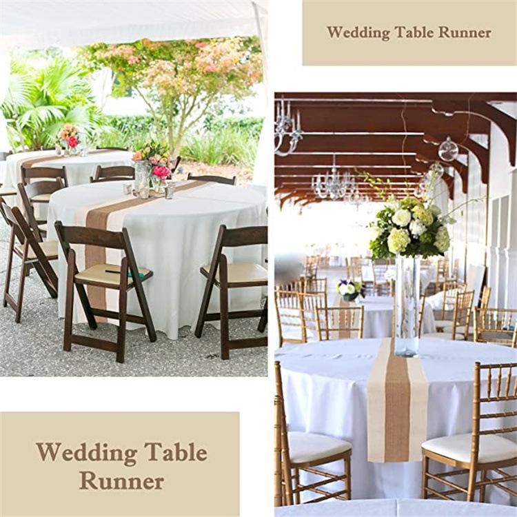 Jute Burlap Table Runner with Light Edge Trim