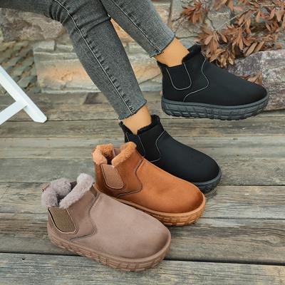 Женские зимние ботинки широкой полноты, эластичные ботильоны на платформе до щиколотки, однотонные зимние ботильоны оптом
