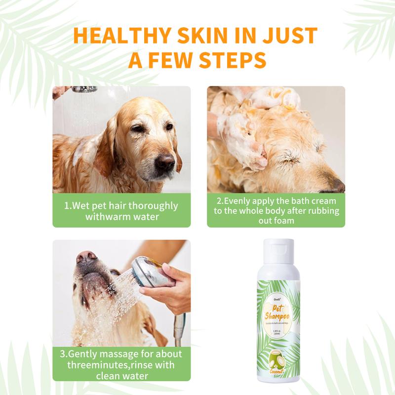 Natural Coconut Oil Pet Shampoo Gentle Cleansing Nourishing Soft Shiny Fluffy Coat for Dogs Cats All Breeds Daily Grooming Care
