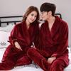 Autumn Winter Couple Flannel Pajama Set: Thickened Home Wear Bathrobe & Pants for Men and Women