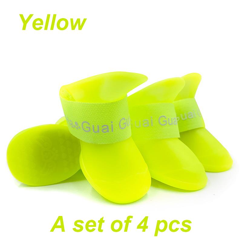 4 шт. обуви для собак конфетного цвета, водонепроницаемые резиновые ботинки для маленьких, средних и больших собак, кошек, обувь для улицы, ботильоны, аксессуары для домашних животных