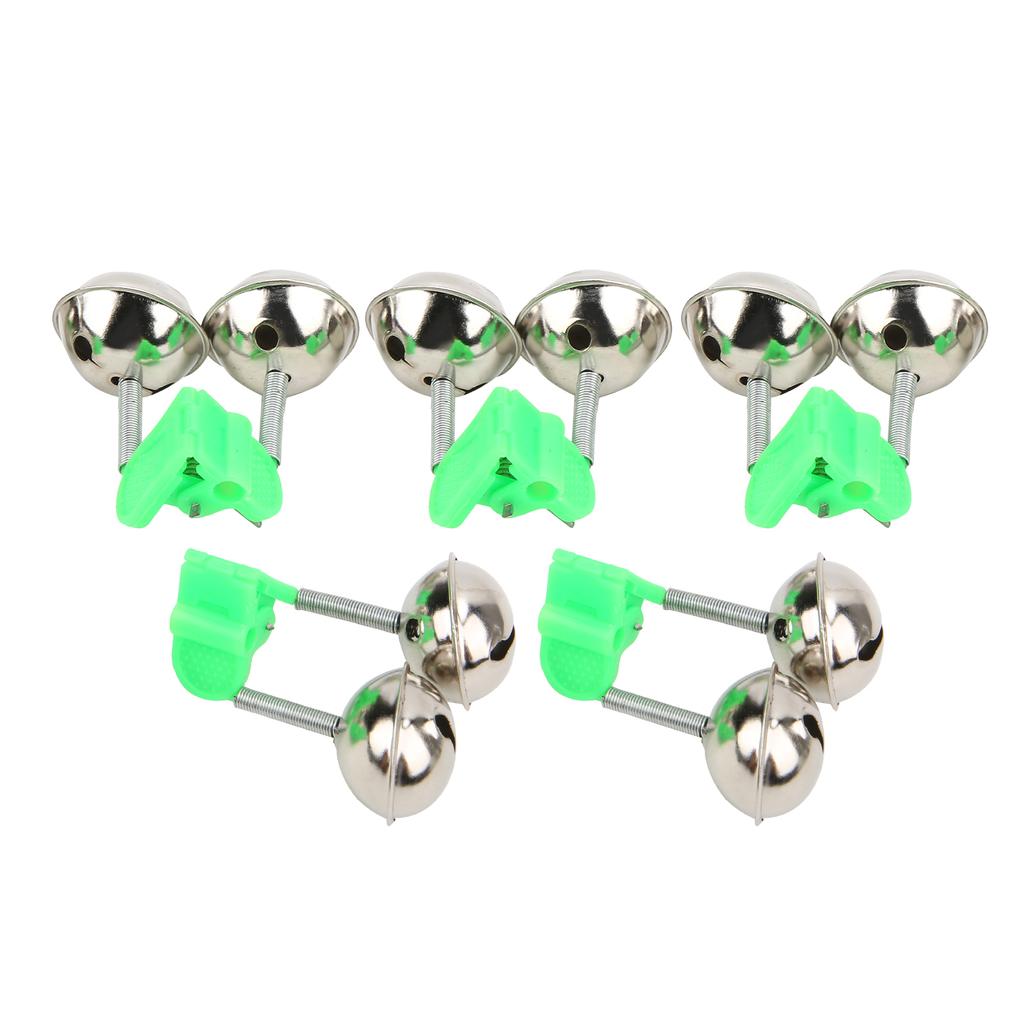 5Pcs Fishing Pole Fish Bite Lure Alarm Alert Twin Bell Ring Rod Tip Clip Fishing Bell