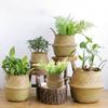 Nordic flower basket, portable woven basket, flower pot, straw woven, bamboo woven, plant woven, floor-standing folding straw wo