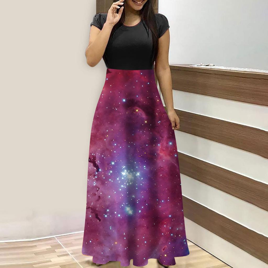 Женские модные повседневные свободные платья с круглым вырезом и коротким рукавом