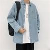 Мужская повседневная джинсовая рубашка Yemi Fashion Harajuku - длинный рукав, свободный крой, куртка в осеннем стиле