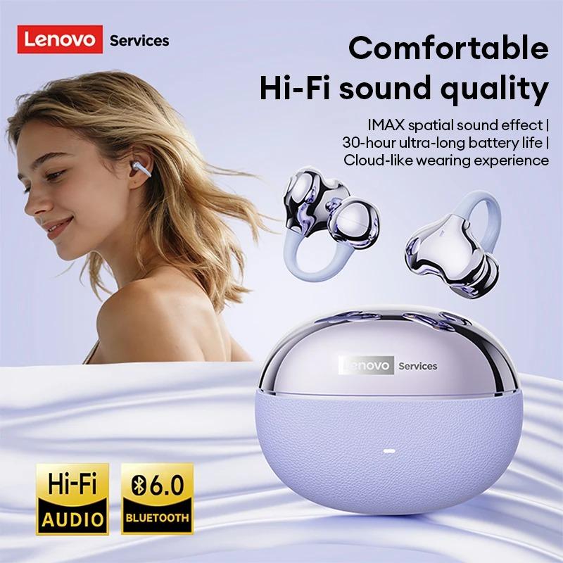 Оригинальные беспроводные наушники-клипсы Lenovo RS123 Bluetooth 6.0 Удобные наушники-клипсы 0,06 с Низкая задержка Игровые наушники 30 часов работы