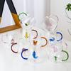 3D Cartoon Animal Glass Cup with Colored Handle - High Borosilicate Household Gift