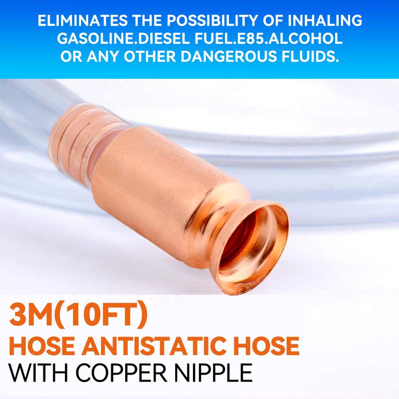 3m Copper Oil-Water Transfer Pump Siphon Hose Vapor-Hydraulic Automatic Accessories Manual Siphon Fuel PVC Pipe Auto Fuel Pump