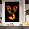 Рамка из цельного дерева Абстрактная картина маслом Феникс Холст Картина Стена Красивая современная благородная птица Художественный принт Плакат Гостиная Домашний декор