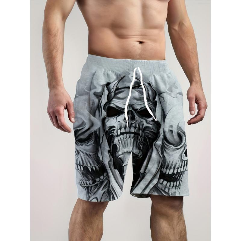 Summer 3D Skull Pattern Print Shorts Fashionable Casual Beach Men's Shorts