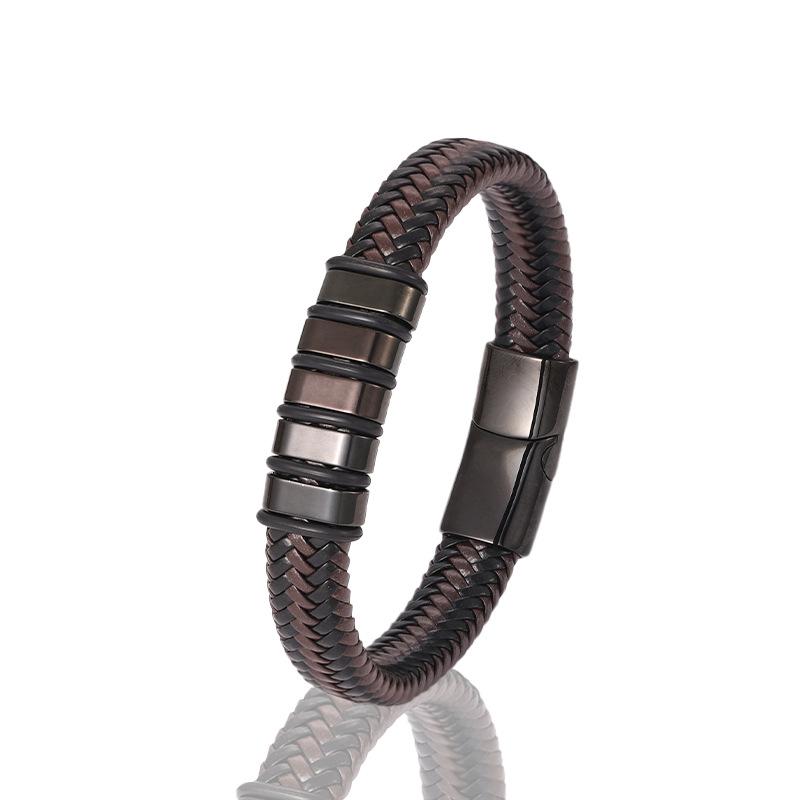Антистатический браслет - Кожаный антистатический браслет из нержавеющей стали - Магнитный плетеный браслет в ретро-стиле