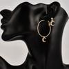 4Pcs/Set Bohemian Style Large Circle Earrings Ear Clip Crystal Moon Star Ear Stud Jewelry