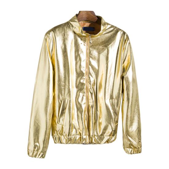 Мужская куртка на молнии, блестящая, с длинным рукавом, дышащая, ветрозащитная, сохраняющая тепло, из хлопковой смеси, осенняя, блестящая, мужская куртка на молнии, уличная одежда для повседневной носки