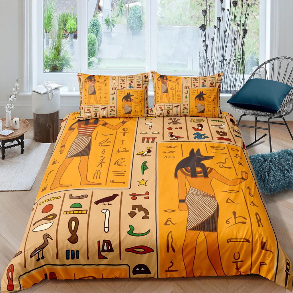 Комплект постельного белья с изображением египетских пирамид, комплект постельного белья в племенном стиле Древнего Египта, винтажный уникальный экзотический стиль, полиэстеровое одеяло для ребенка