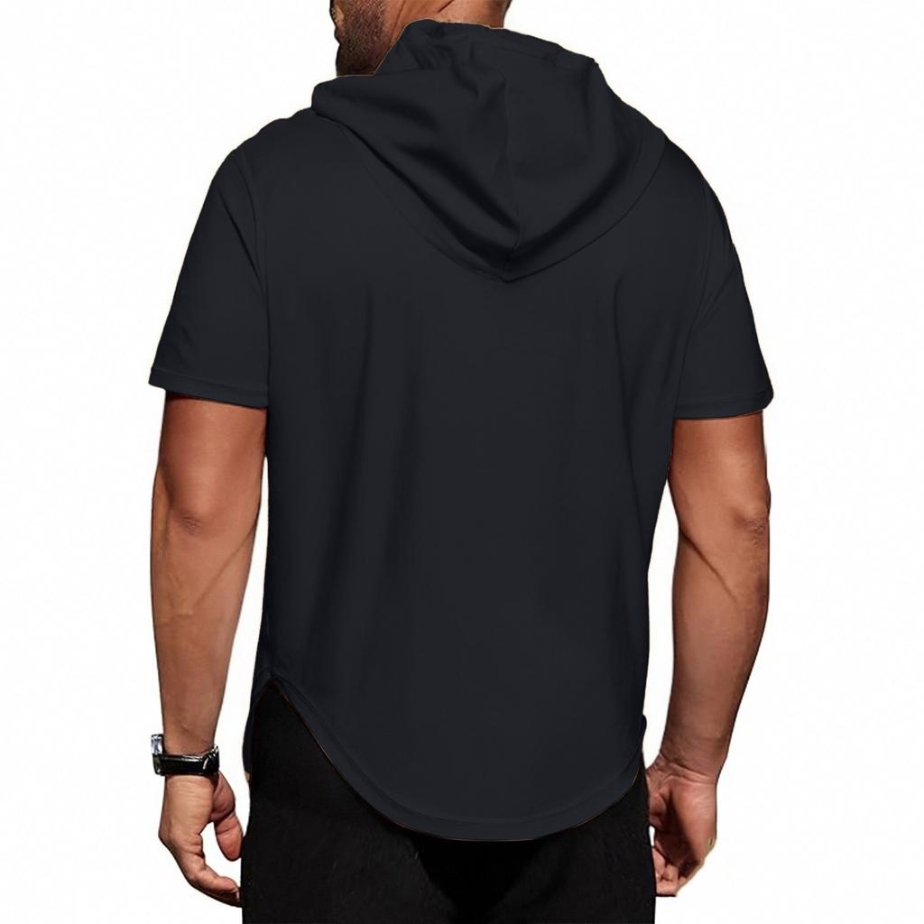 Summer Men's Hooded, Zipped Short-sleeved T-shirt