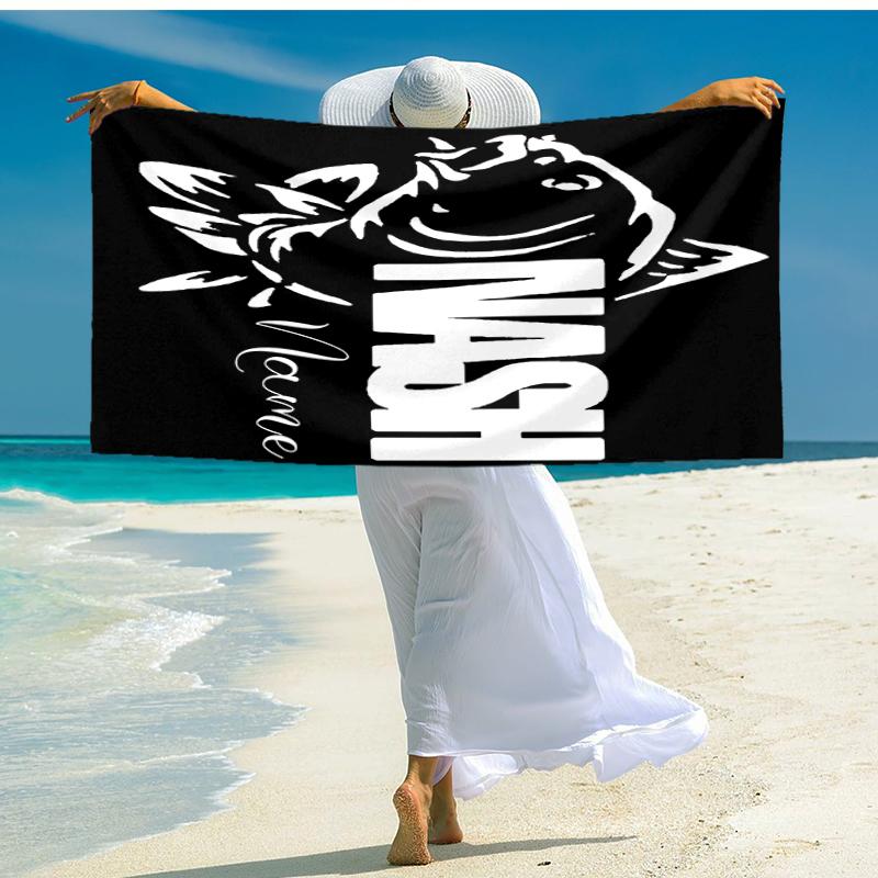 Personalized customized proof beach towel with Nash logo pattern - soft, absorbent,quick-drying,perfect swimming,camping&bathing