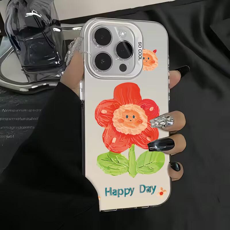 Cute Smile Sunflower Electroplate IMD Phone Case For Mi 14 13 12 12T 13T Pro 11 Lite Poco F5 X5 X6 M6 Pro Back Cover