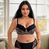 European and American Style Leopard Print Large Bust Underwire Shaping Plus Size Sexy Push-up Anti-sagging Underwear
