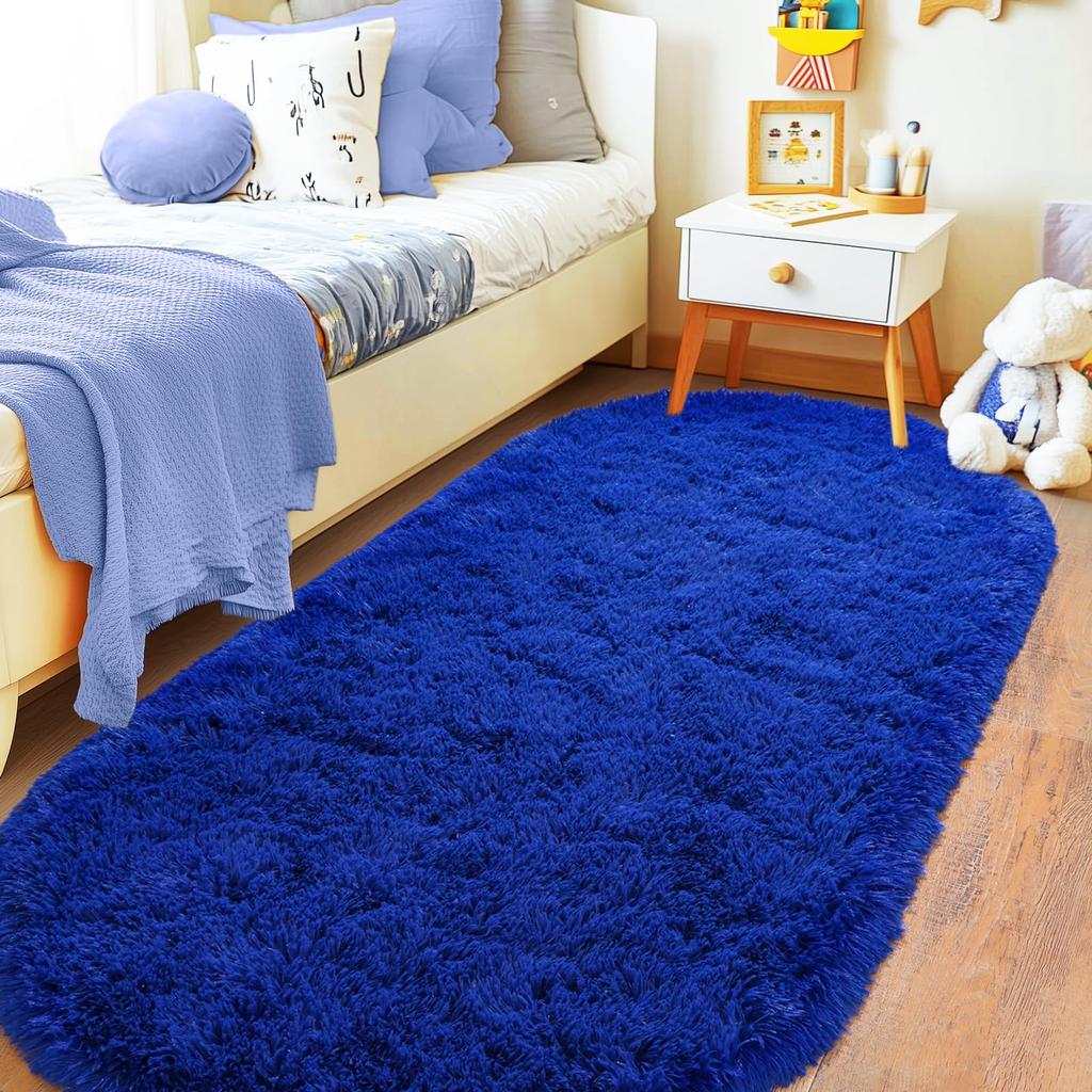 Tie Dye Light Gray Carpet Oval Fluffy Plush Bedside Mat Children's Bedroom Moisture-Proof Mat Living Room Home Decoration Rugs