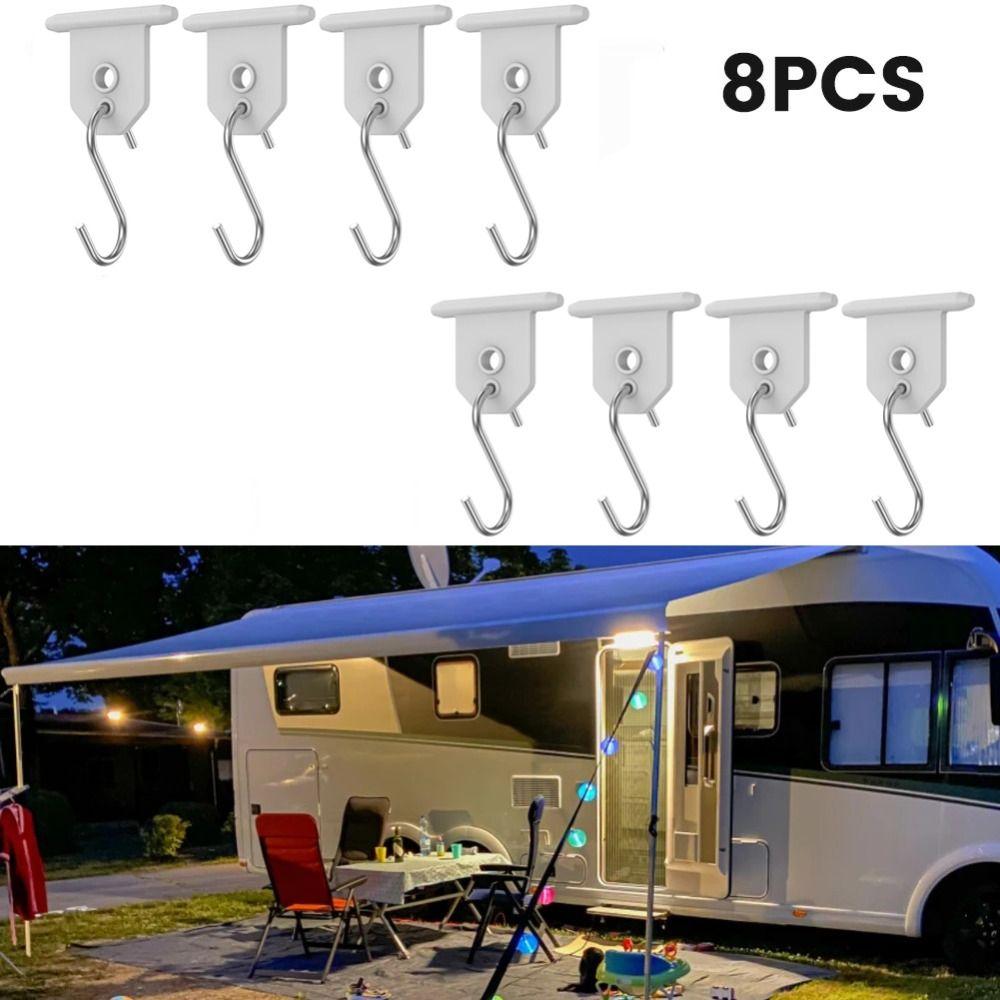 8 шт. S-образные крючки для навеса для кемпинга черного/белого/серого цвета, портативные крючки для навеса для кемпинга, для кемпинговых вечеринок