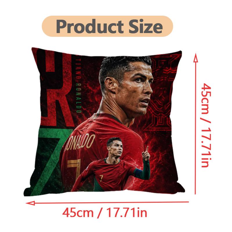 Football Star Cr7 Pillow Cover Sofa Decorative Double-sided Printing Seat Car Cushion Case Ronaldos Pillowcase Home Supply Gift
