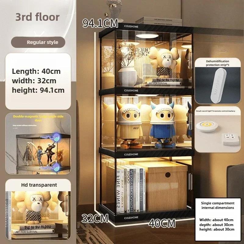 Bookcase Display Cabinet with Door, Dust-proof Bookshelf, Transparent Figurine Storage Model, Floor Standing Display Cabinet