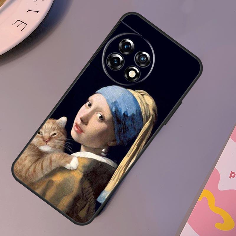 Funny Cat Art Aesthetics Case For OnePlus 12 11 9 10 Pro 9RT 10T 10R 12R OnePlus Nord CE 2 3 Lite 2T N10 N20 Cover