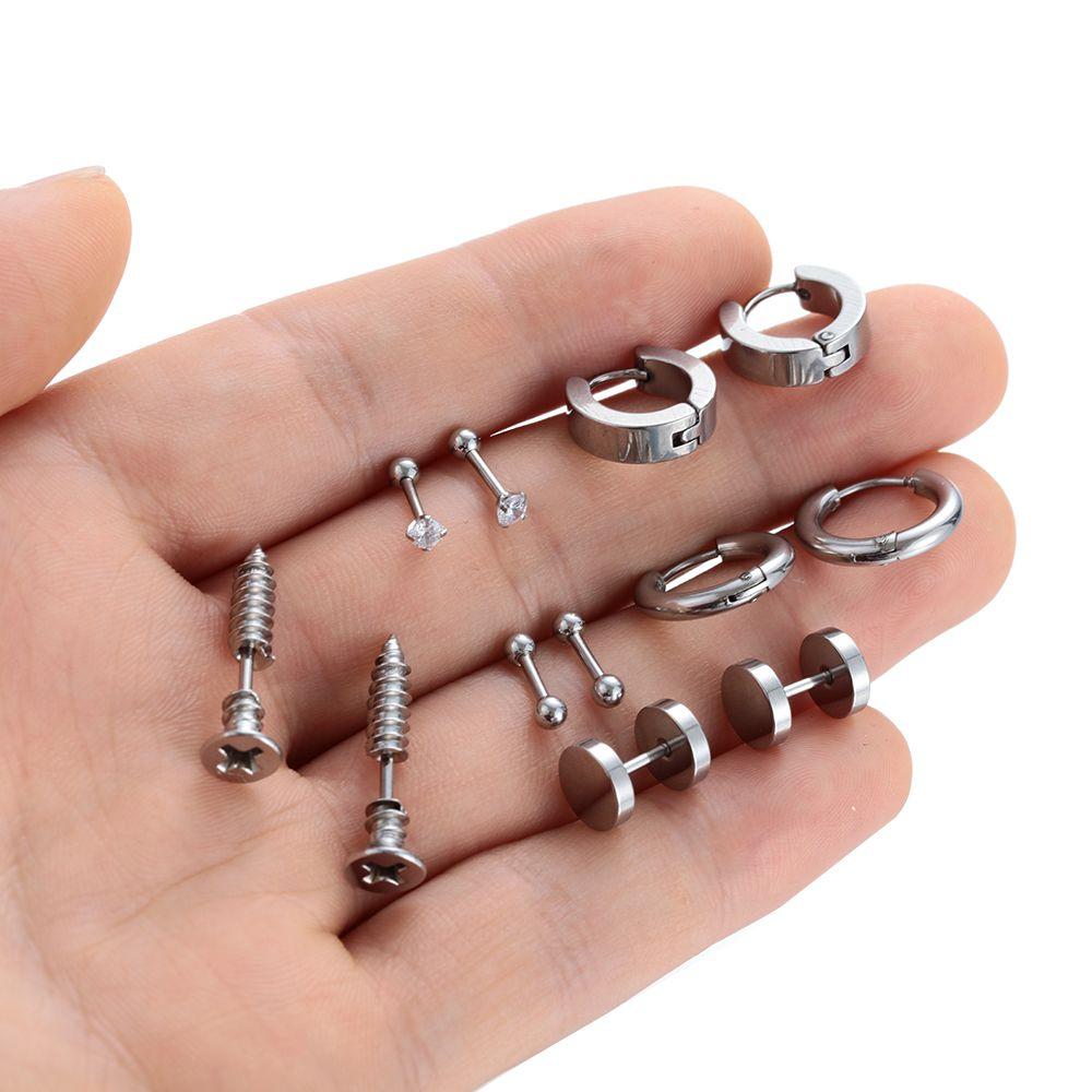 Пирсинг Украшения для пирсинга Штанга Штанга Кольца Серьги Набор сережек Черный Гантель Гвоздик Серьги для козелка