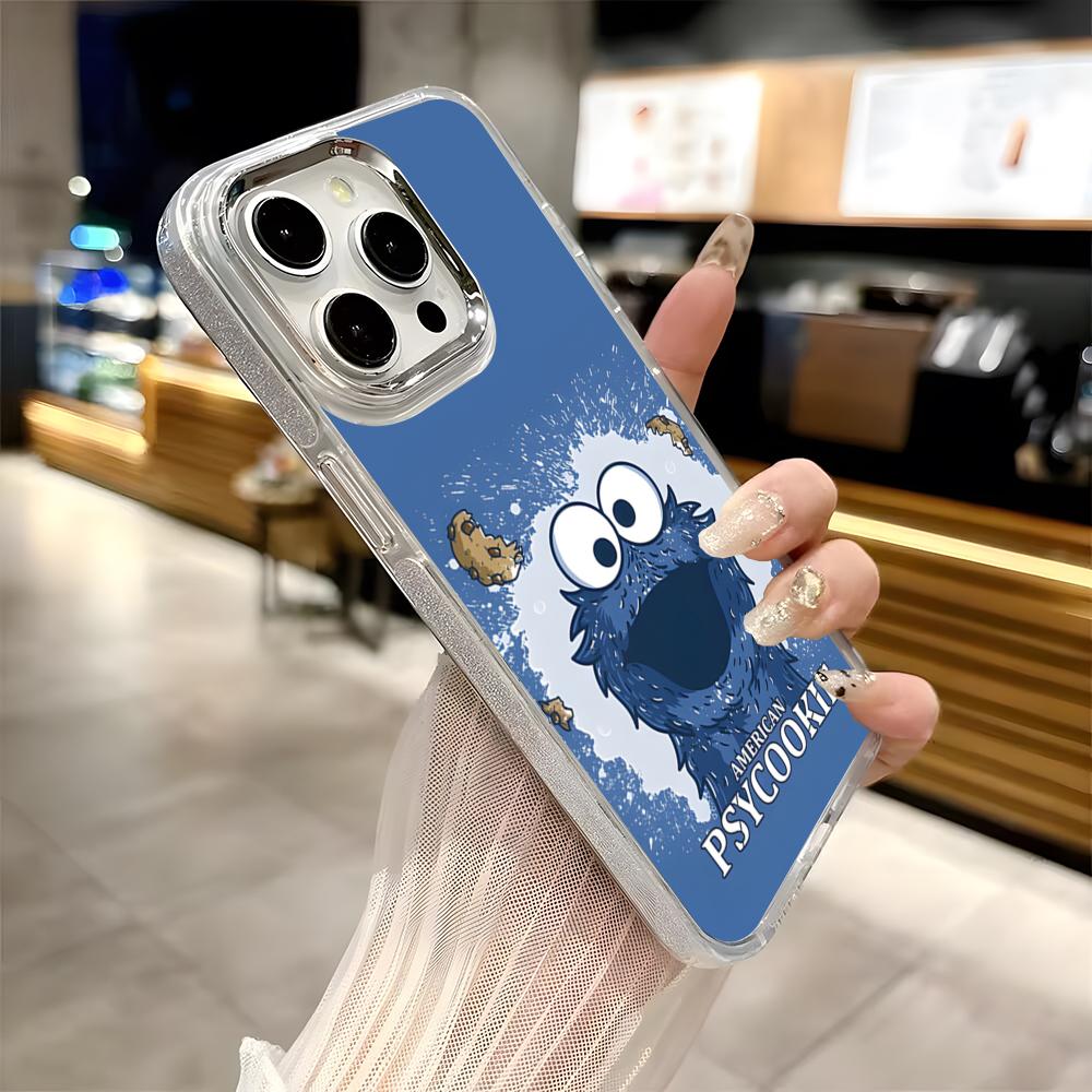 Funny C-Cookie-M-Monster Phone Case For Iphone 17 16 15 14 13 12 11 Pro Max Xr Air Plus Silicone Cover Silver Hard Shell Cover