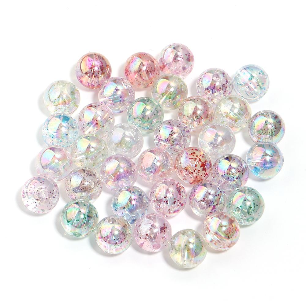8 10 12mm Acrylic Plated Colored Beads Transparent Bright Loose Round Beads For DIY Charm Bracelet Jewelry Accessories Wholesale