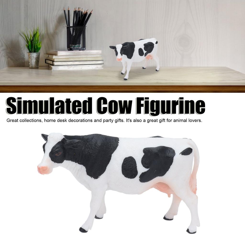 Simmental Cattle Figurine Plastic Realistic Cow Black White for Home Desk Decoration Party Gift