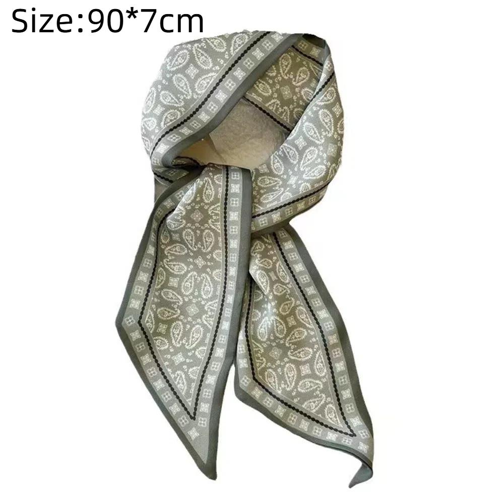 4pcs/set Ribbon Hair Bands Long Lady Scarves Fashion Silk Satin Scarf  Women