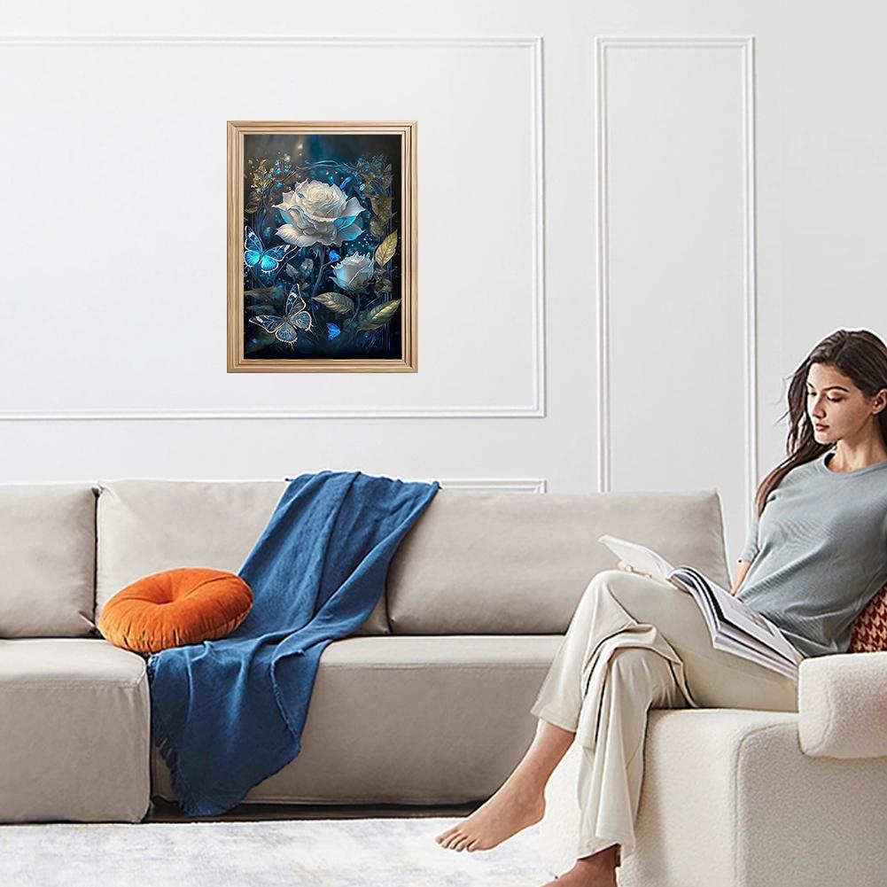 30x40cm Rose Flower Diamond Painting Full Round Square Diamond Living Room Bedroom Decorative Artwork DIY Kit