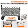 XXXL Foldable Wagon 300L 250KG Load Capacity, 130cm Extended, Extra Width 17x10 cm All-Terrain Wheels, Patented 4-Way Instant Setup, Black