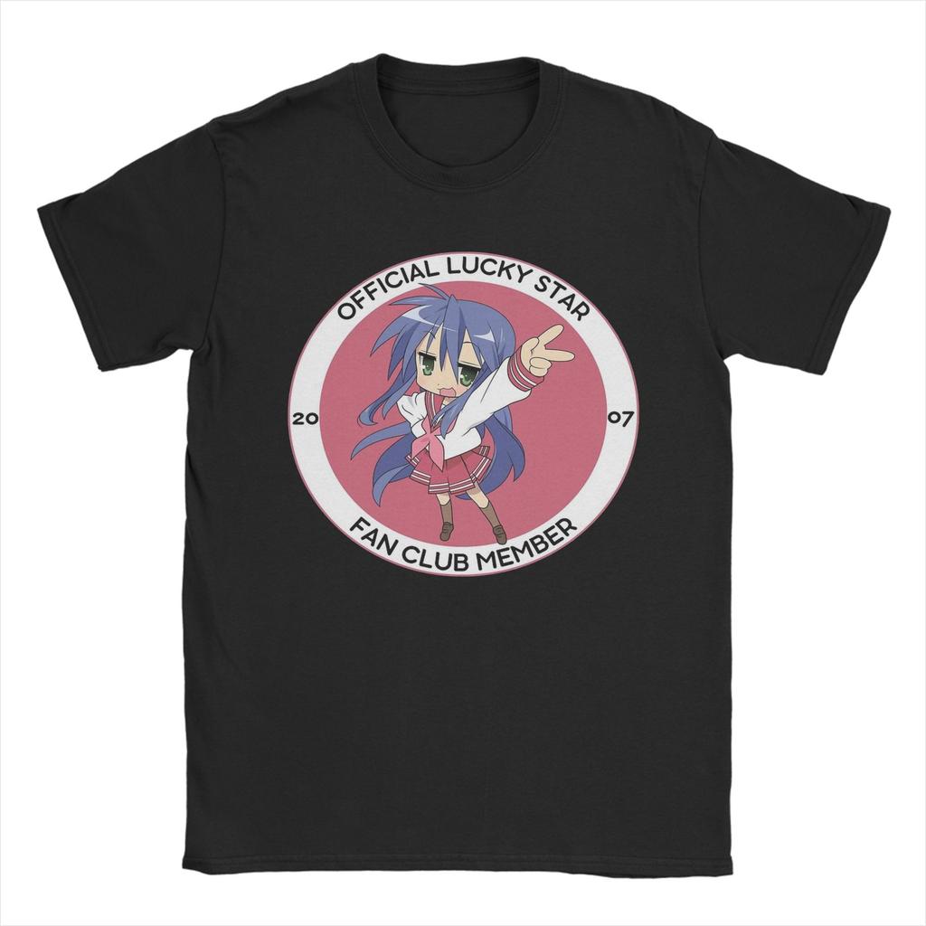 Винтажные футболки с дизайном Konata Izumi Lucky Star для унисекс, женские, с круглым вырезом, хлопковые, с коротким рукавом, одежда для вечеринок