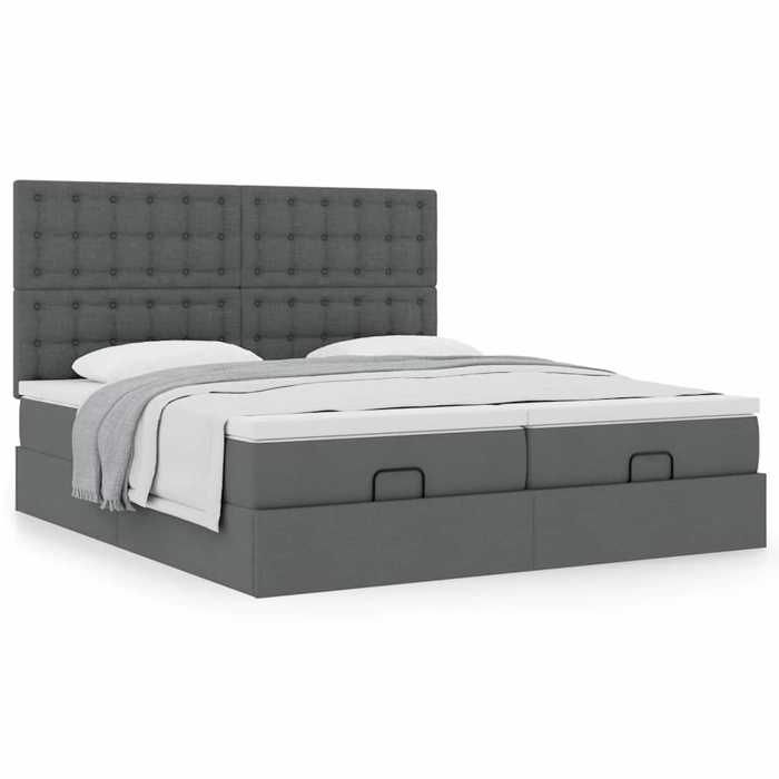 Maison Exclusive - Cadre de lit ottoman avec matelas gris foncé 160x200cm tissu