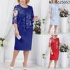 Party Sheer Half Sleeve Floral Lace Layered Mother of Bride Midi Dress Women's Clothing