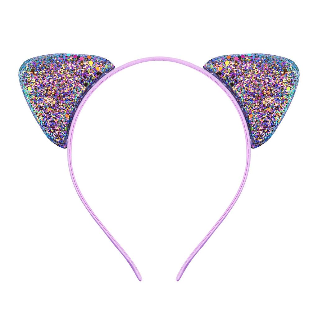 Glitter Cute Cat Ears Headband Kitty Headband Women Girls Kids Sparkly Hair Metal Hoop Shiny Hair Bands Hair Accessories