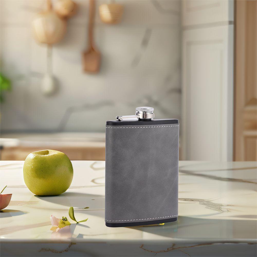 Stainless Steel Flagon Leakproof Whiskey Flasks Wine Kettle Leather Texture Hip Flask Outdoor