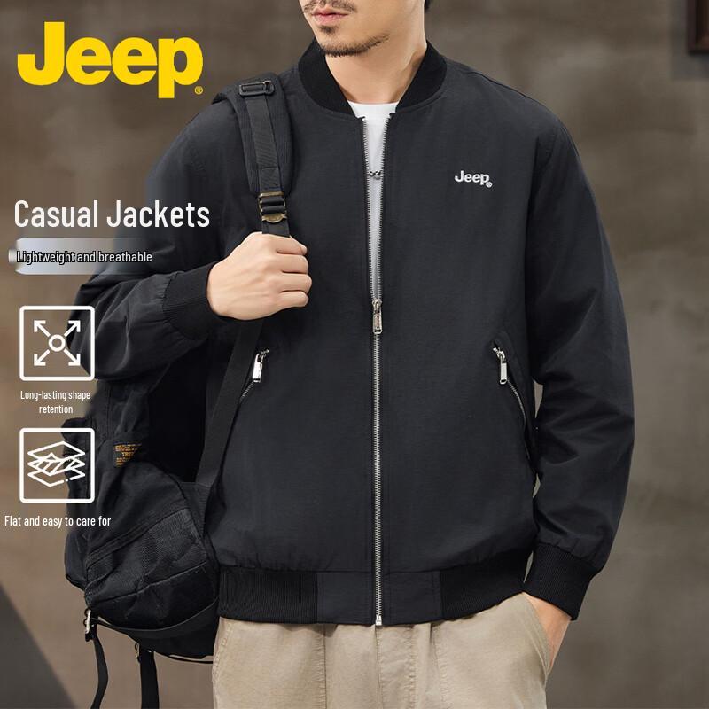 JEEP Men's Cotton Blend Baseball Collar Jacket