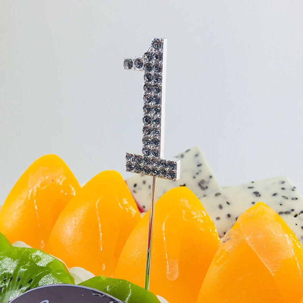 Number"0-9" Gold Dessert Diamond-studded Cake Topper Wedding Supplies Cupcake Party Decoration