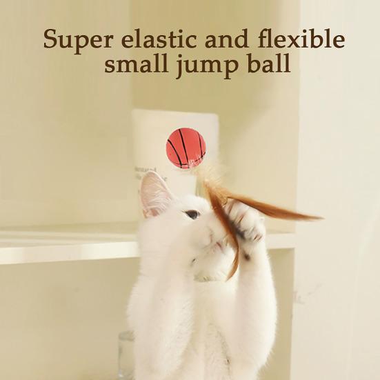 1 шт./3 шт. Интерактивная игрушка-мяч с перьями Мини-прыгучий баскетбольный футбольный бейсбольный мяч с перьями Игрушка-ловец для домашних кошек