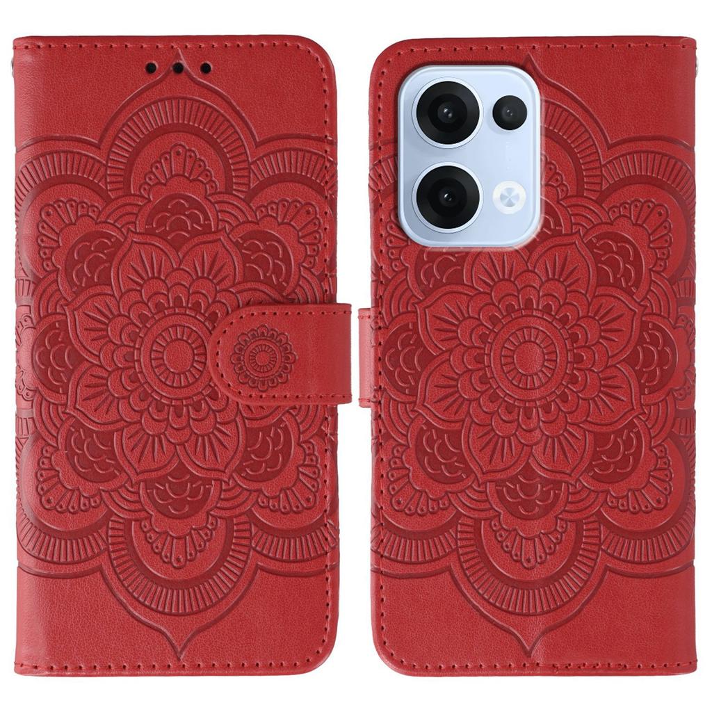 For Oppo Reno13 5G (Global) Case PU Leather Mandala Imprinted Design Wallet Phone Cover