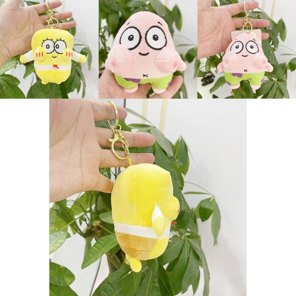 Soft Short Plush Spongebob And Patrick Star Figurine Keychain With Cute Design
