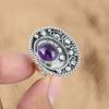 Natural African Amethyst Gemstone 925 Silver Promise Adjustable Ring For Girls
