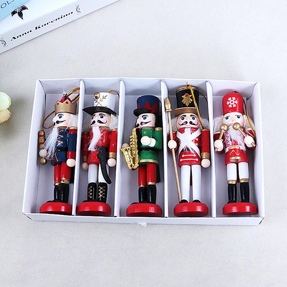 Kids Doll 12cm Wooden Nutcracker Soldier Merry Christmas Decoration Pendants Ornaments