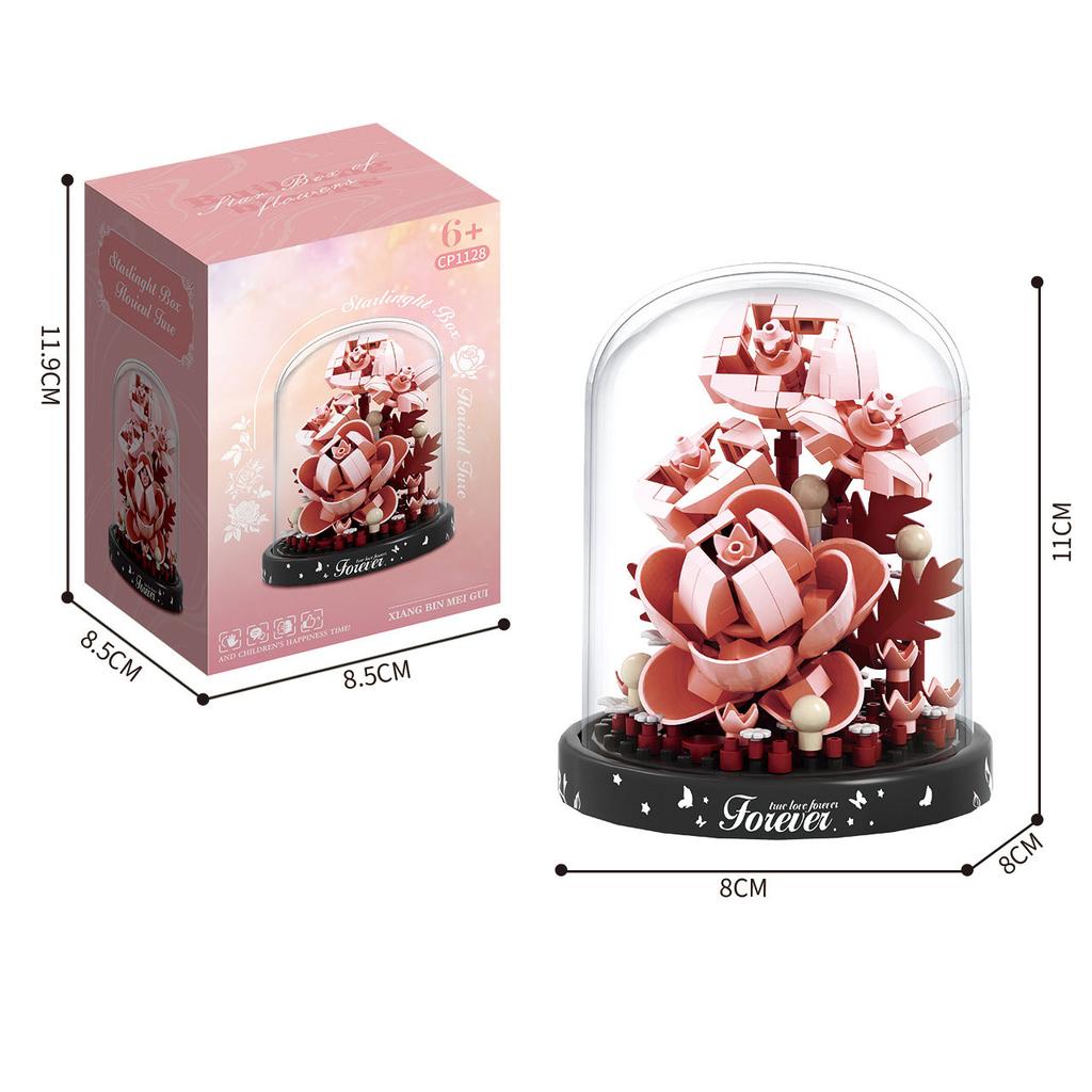 Букет Вечных Цветов Бонсай Комнатное Растение Модель Микро Строительные Блоки Украшение для Дома Головоломка Игрушки Детские Подарки на День Рождения Рождество